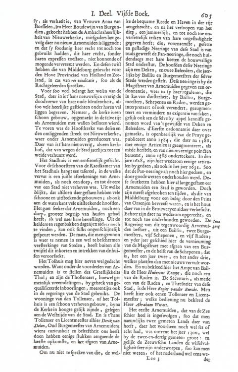 Een afdruk van pagina 605 uit de Cronyk van Mattheus Smallegange.