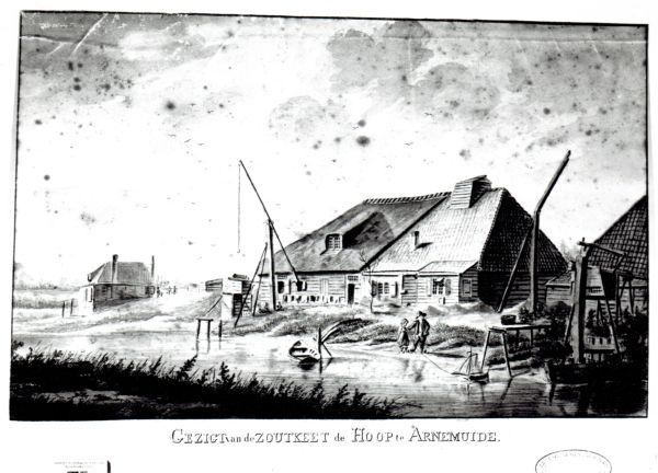 De zoutkeet De Hoop. Vermoedelijk bestond er naast de dit jaar afgebroken zoutkeet ‘De Hoop van Welvaaren' nog een zoutkeet met de naam 'De Hoop‘. Uit archiefgegevens kan afgeleid worden dat deze zoutkeet nog tot in de 19e eeuw gehandhaafd bleef.